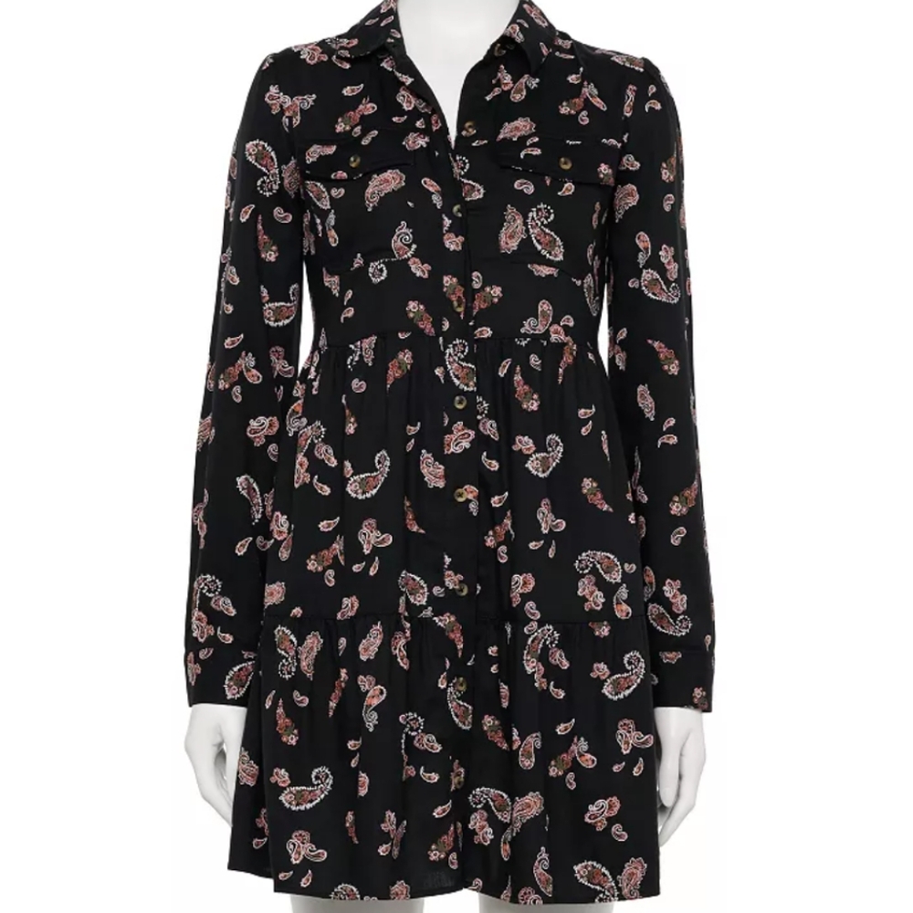 SO Women's Tiered Button-Down Shirtdress Size XXL